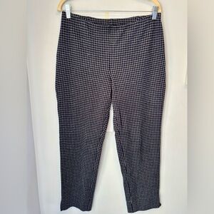 J Jill Ponte Slim Leg Pants Womens Medium Navy/Gray Pull On Stretch Seam Darts